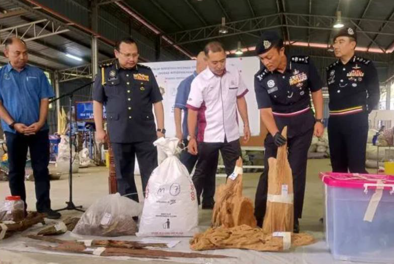 Bahan gaharu dan peralatan pemeriksaan